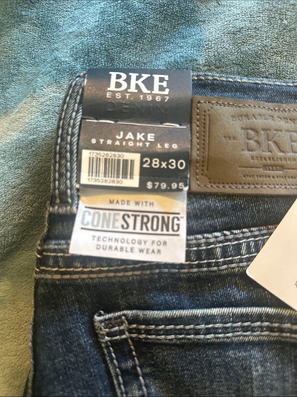 BKE men’s  Straight Leg Jeans in Dark Blue Wash - Picture 2 of 5